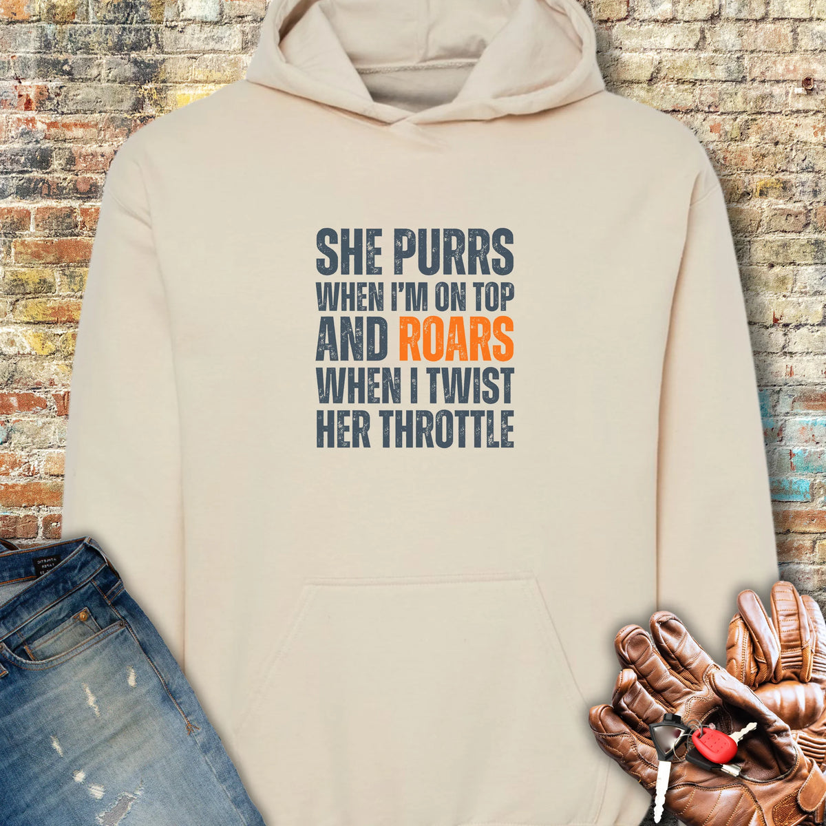 She Purrs Hoodie - Sand