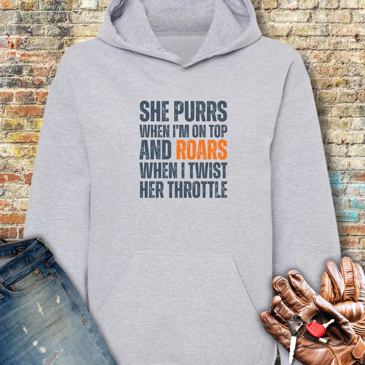 She Purrs Hoodie - Sport Grey