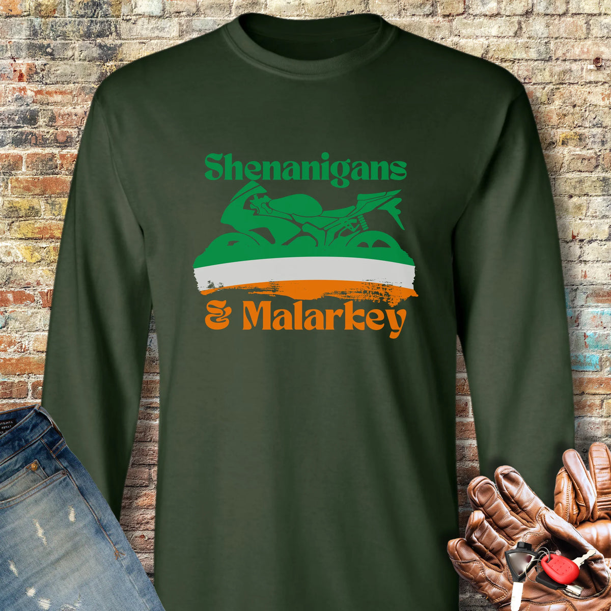 Shenanigans & Malarkey Long Sleeve T-Shirt - Forest Green