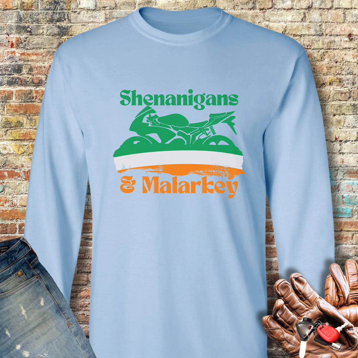Shenanigans & Malarkey Long Sleeve T-Shirt - Light Blue