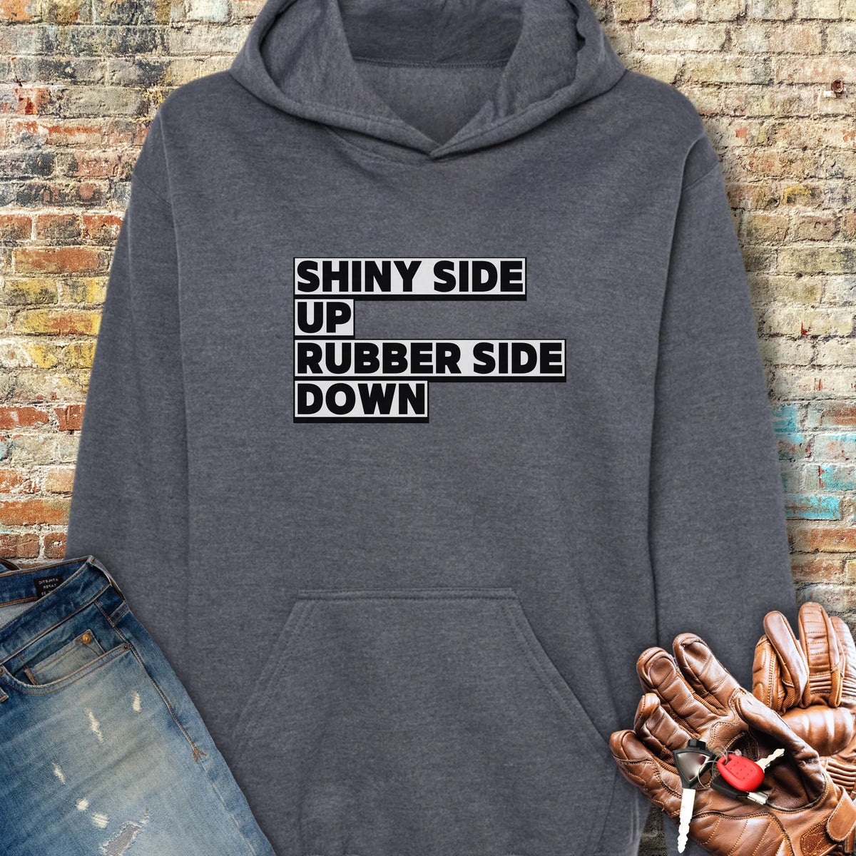 Shiny Side Up Hoodie - Dark Heather