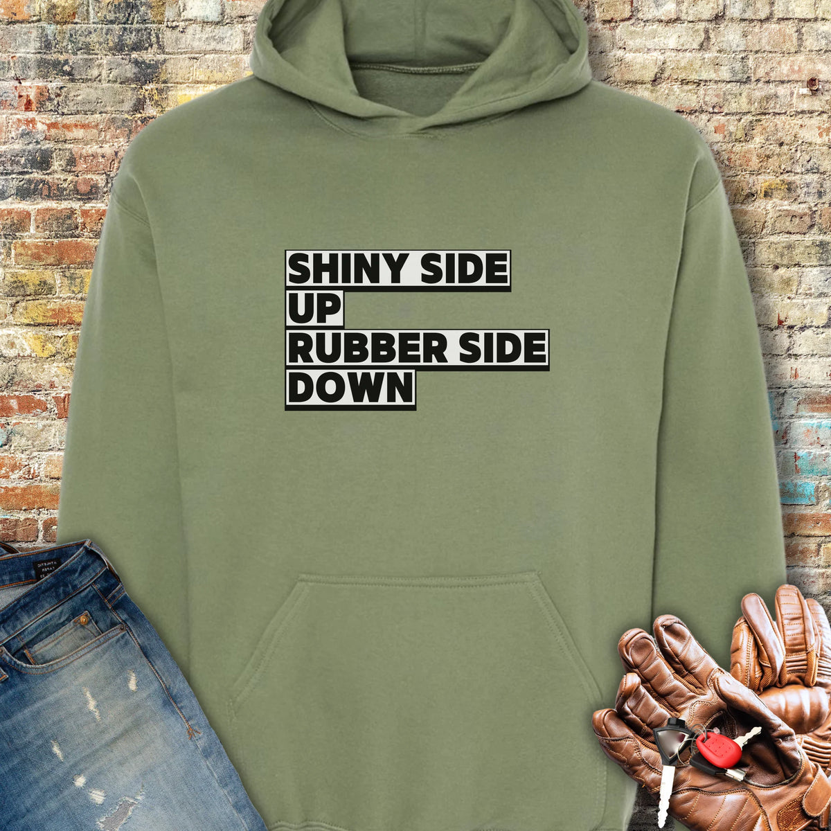 Shiny Side Up Hoodie - Military Green