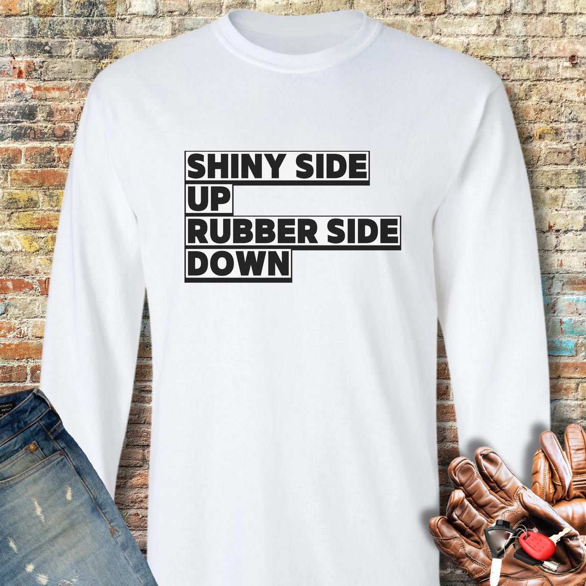 Shiny Side Up Long Sleeve T-Shirt - White
