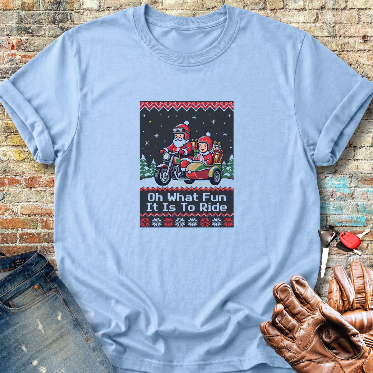 Sidecar Sleigh Ride Classic T-Shirt - Light Blue