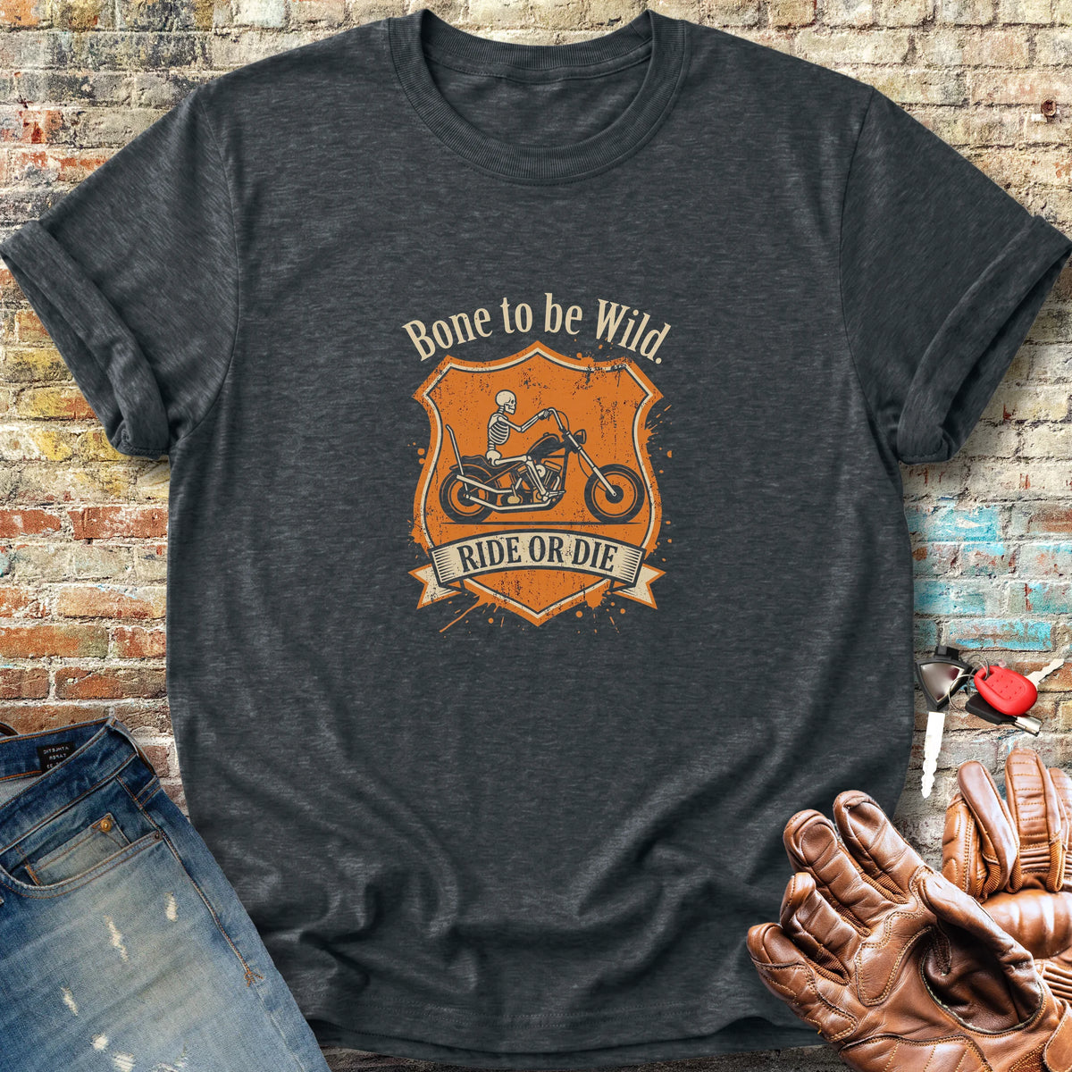 Skeleton Rider Classic T-Shirt - Dark Heather