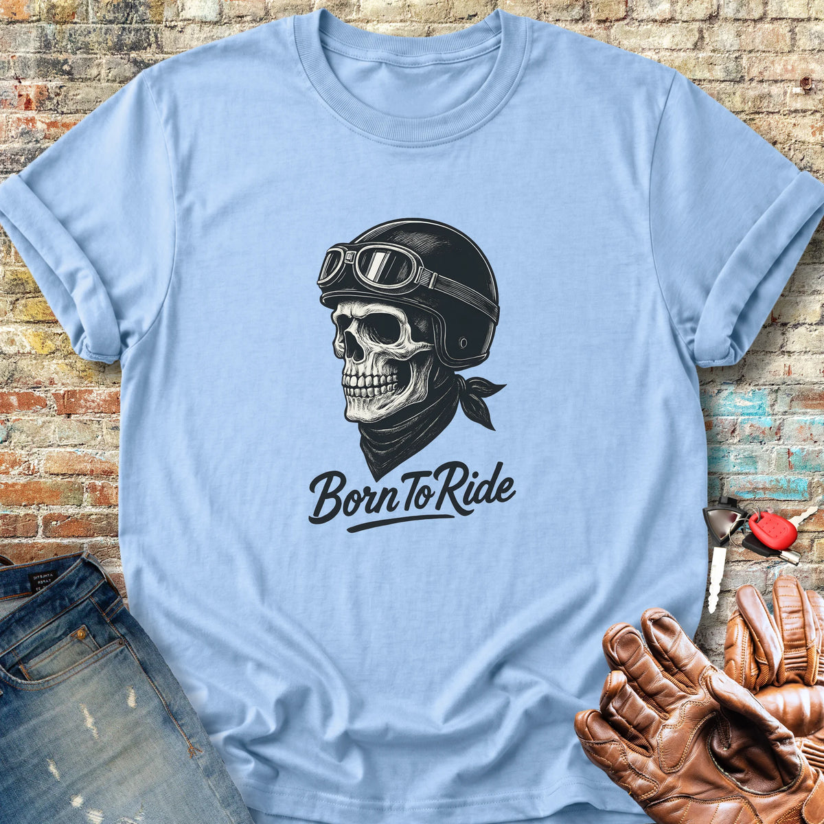 Skull Rider Classic T-Shirt - Light Blue