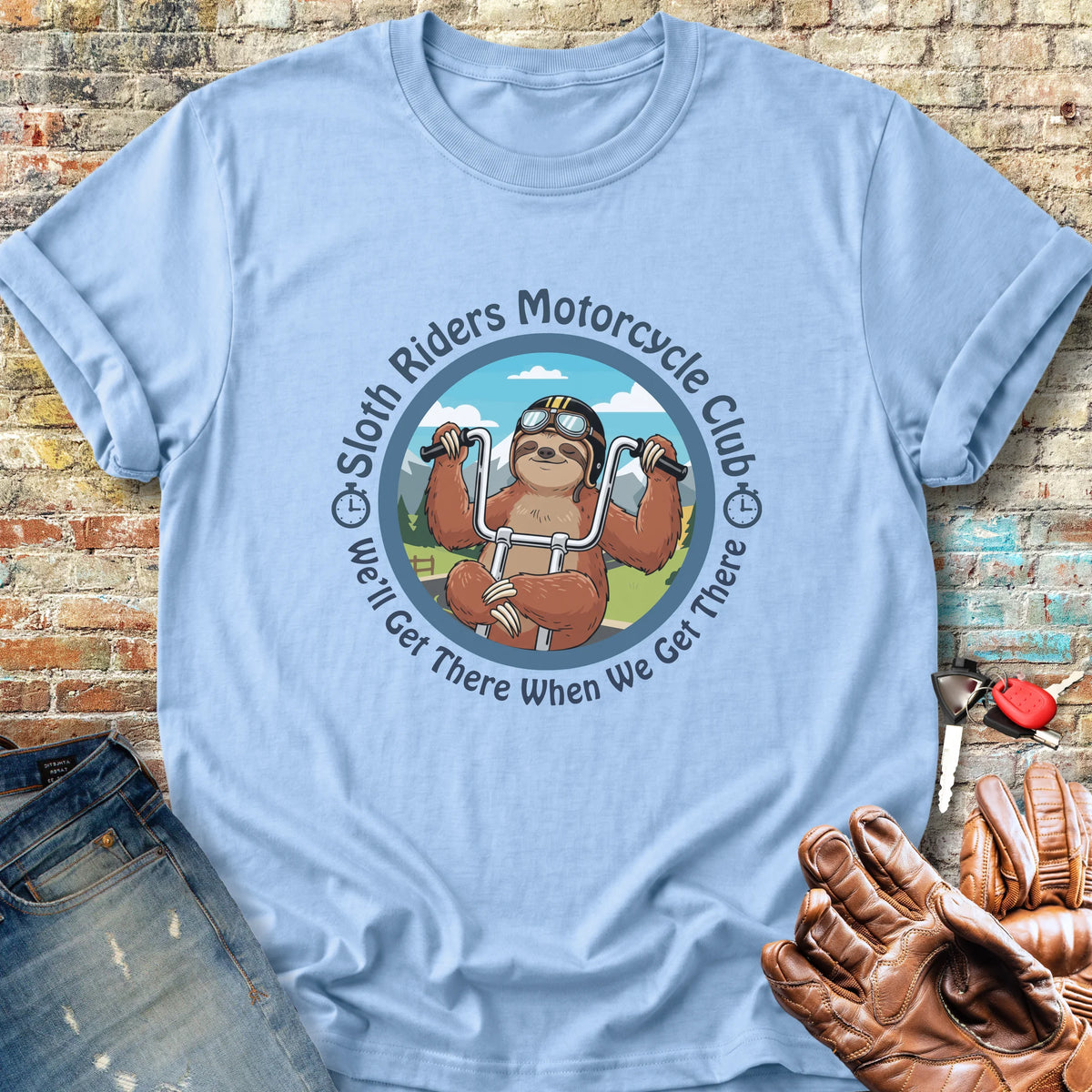 Sloth Riders Classic T-Shirt - Light Blue