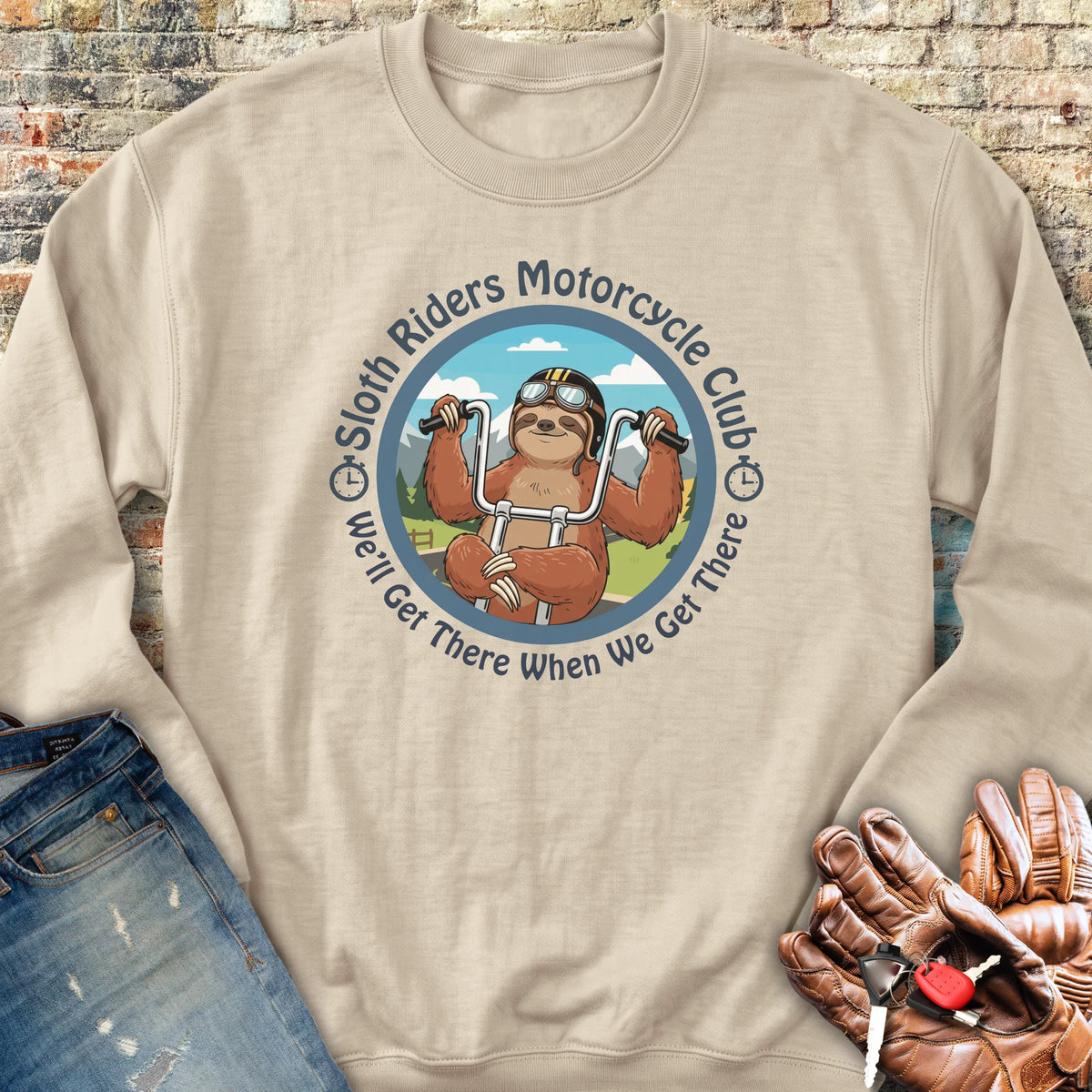 Sloth Riders Sweatshirt - Sand