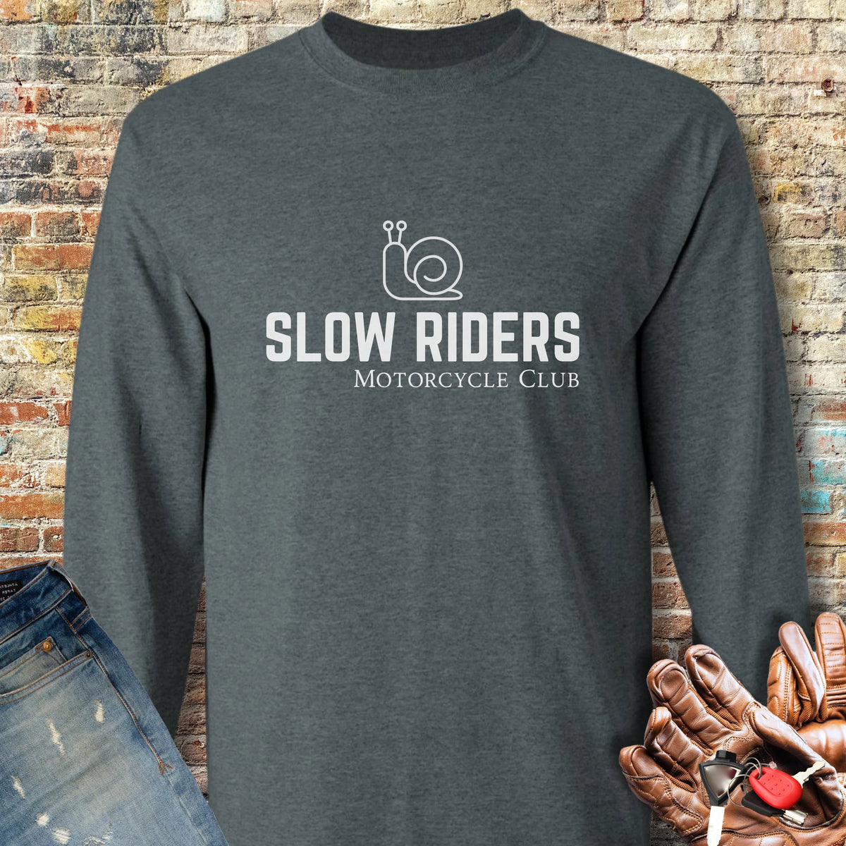 Slow Riders MC Long Sleeve T-Shirt - Dark Heather