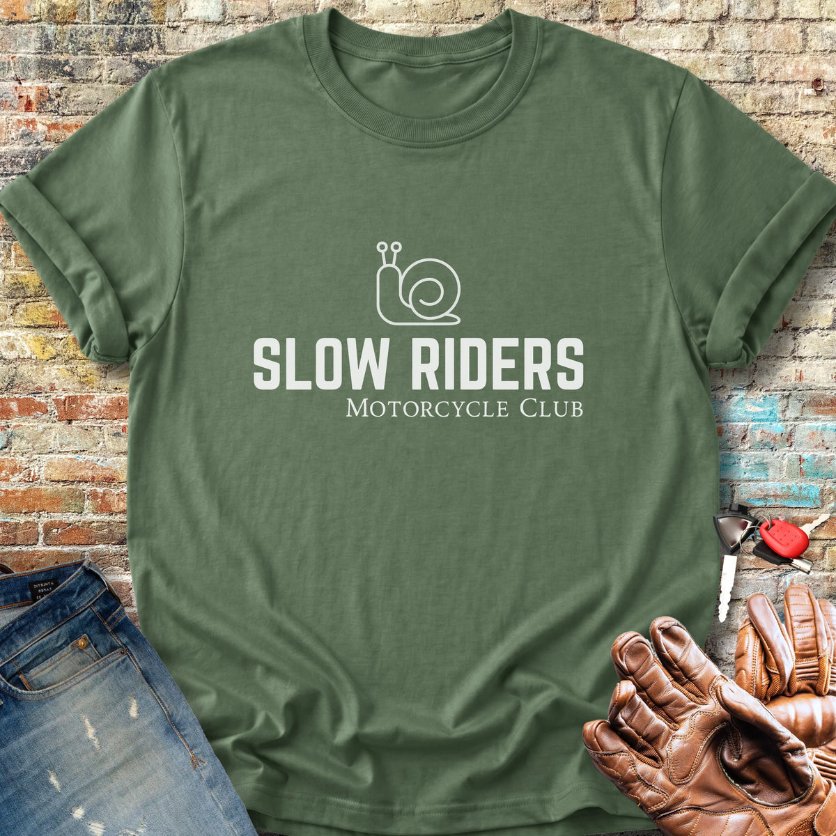 Slow Riders MC Classic T-Shirt - Military Green