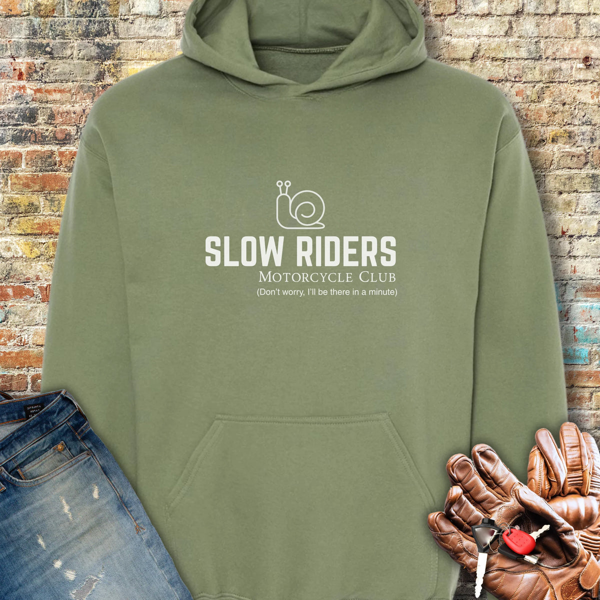 Slow Riders MC Hoodie - Military Green