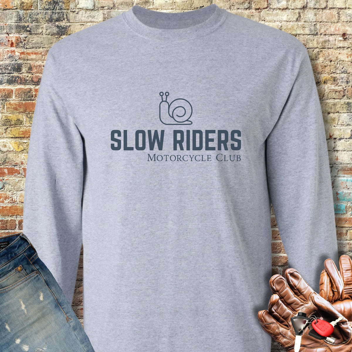 Slow Riders MC Long Sleeve T-Shirt - Sport Grey