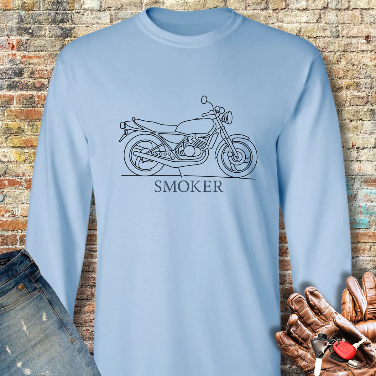 Smoker Long Sleeve T-Shirt - Light Blue