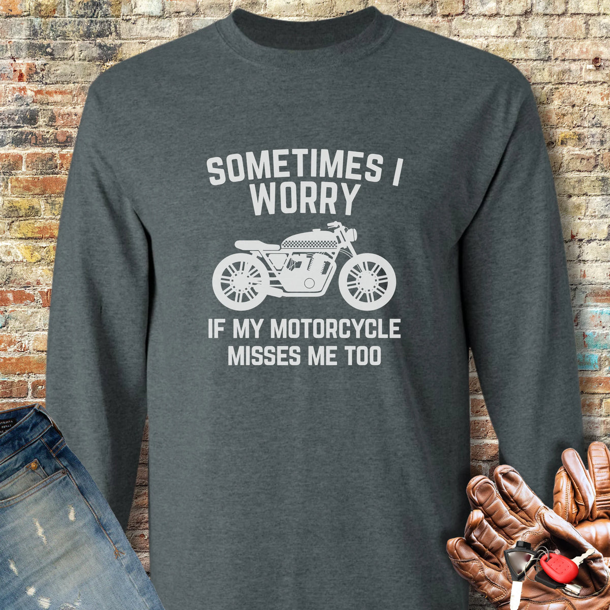 Sometimes (Cafe) Long Sleeve T-Shirt - Dark Heather