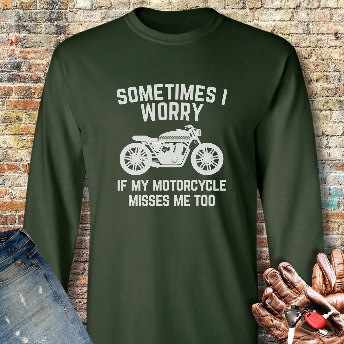 Sometimes (Cafe) Long Sleeve T-Shirt - Forest Green