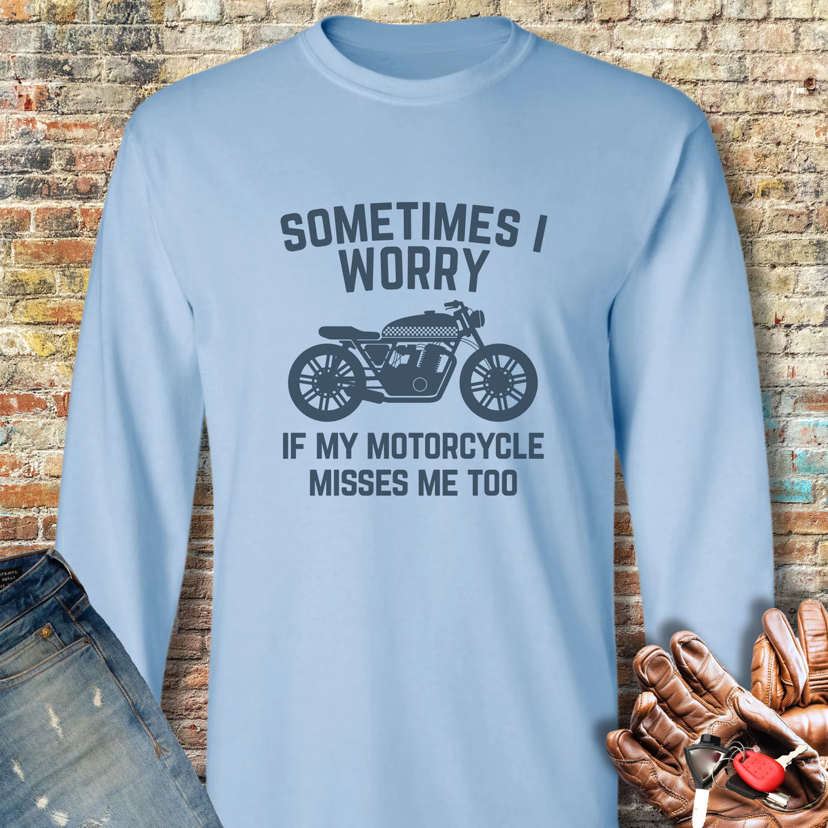 Sometimes (Cafe) Long Sleeve T-Shirt - Light Blue