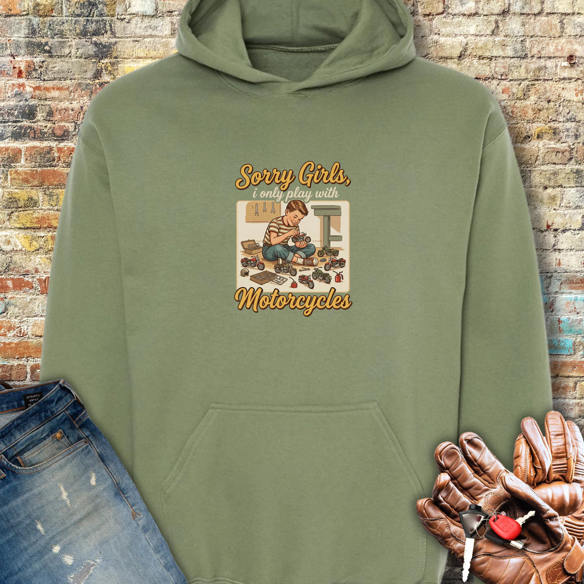 Sorry Girls Hoodie - Military Green
