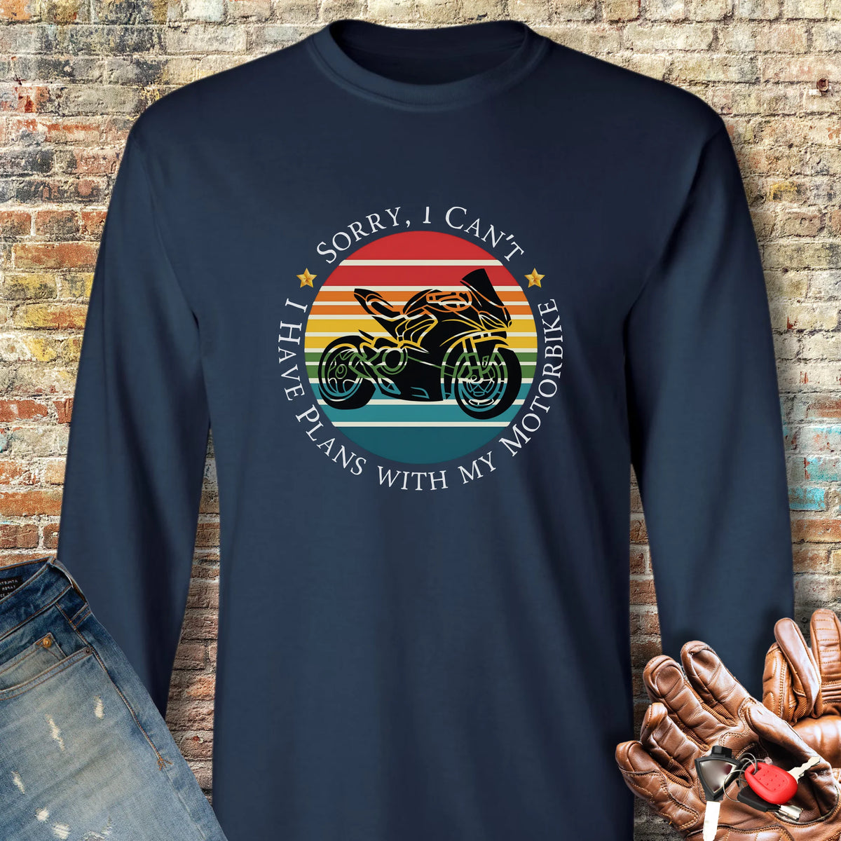 Sorry I Can't Long Sleeve T-Shirt - Navy