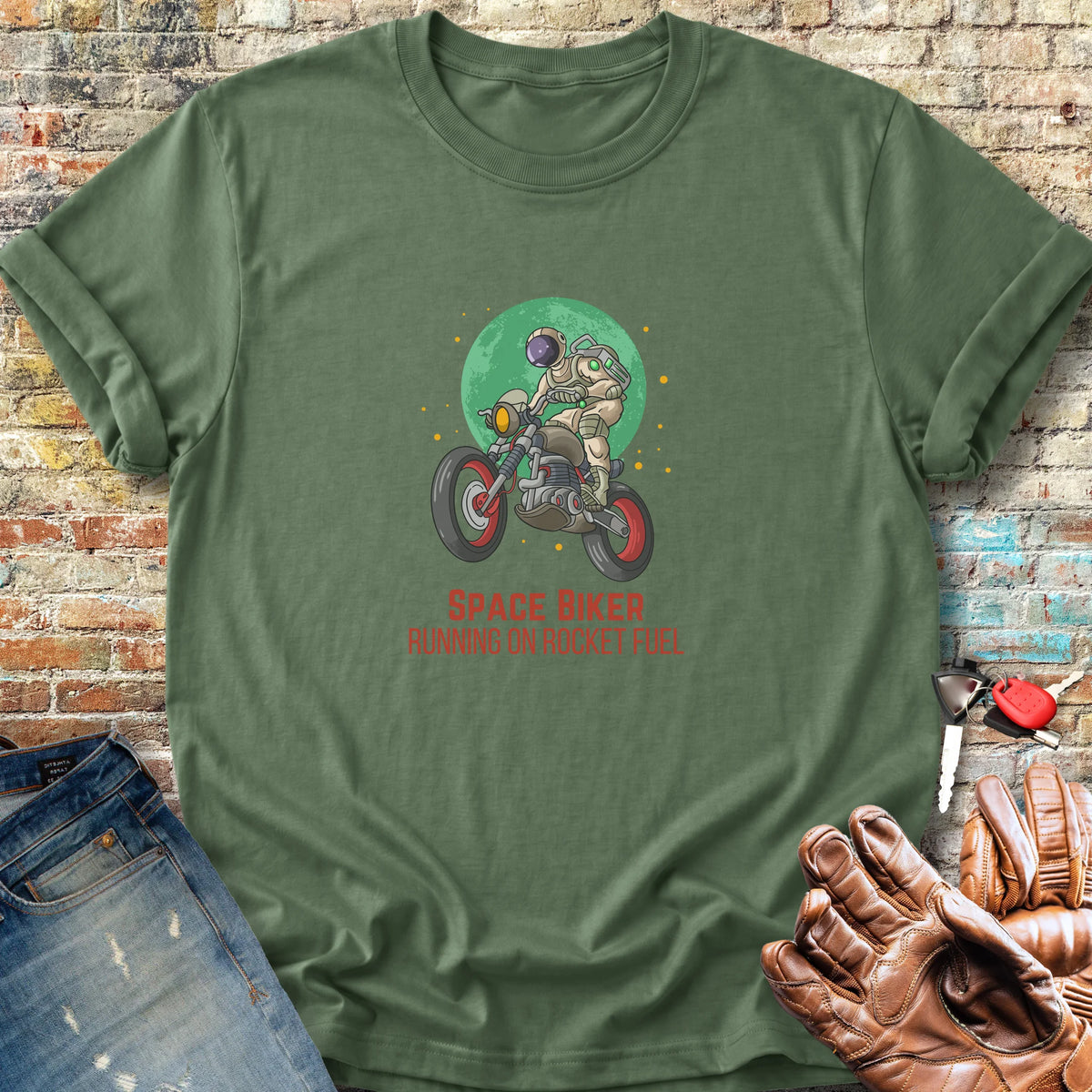 Space Biker Classic T-Shirt - Military Green