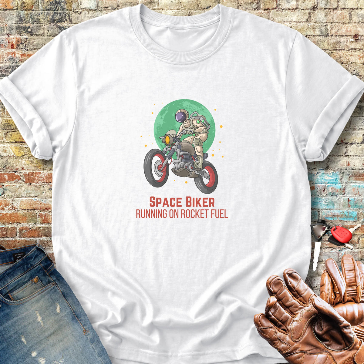Space Biker Classic T-Shirt - White