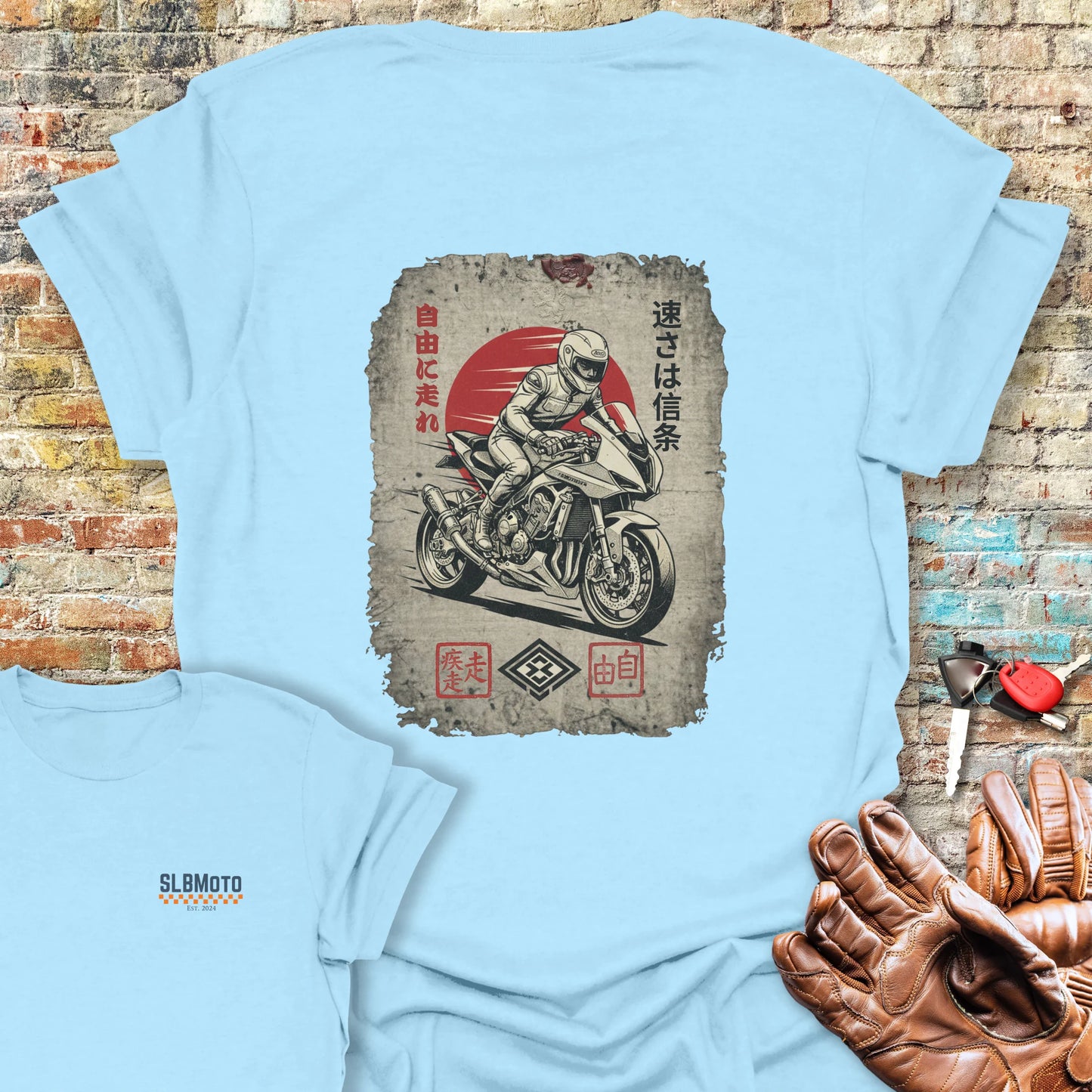 Speed is the Creed Back Print T-Shirt - Light Blue
