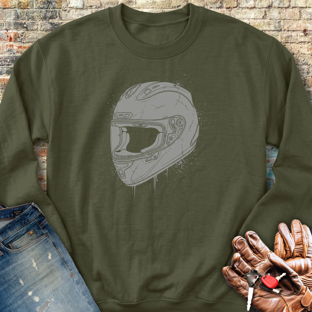 Splash Helmet Sweatshirt - Military Green