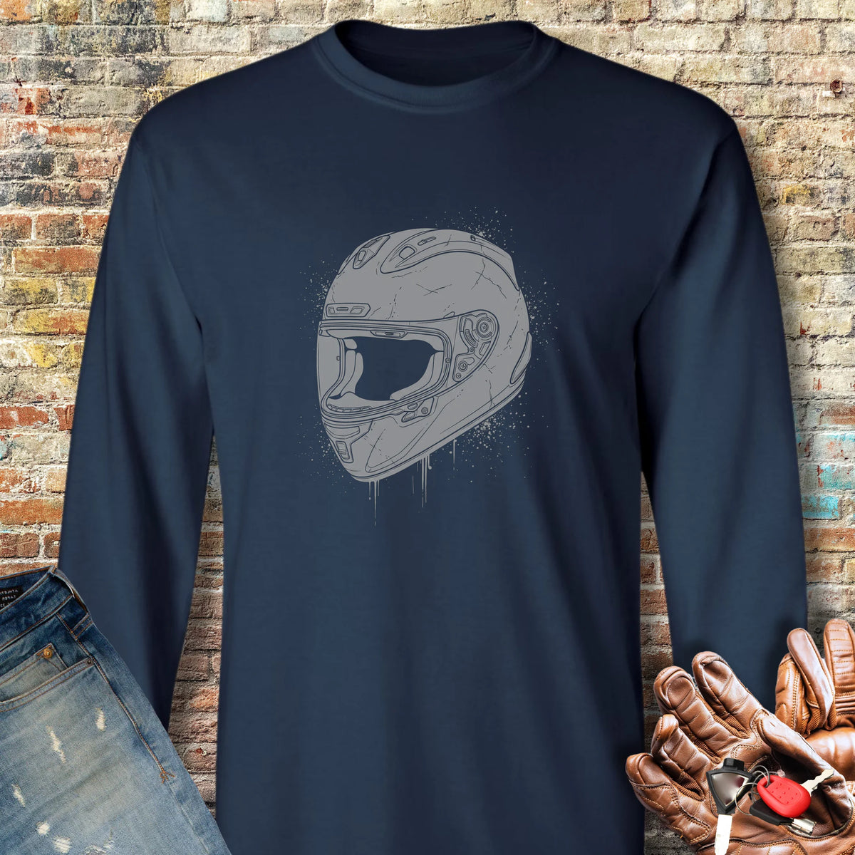Splash Helmet Long Sleeve T-Shirt - Navy