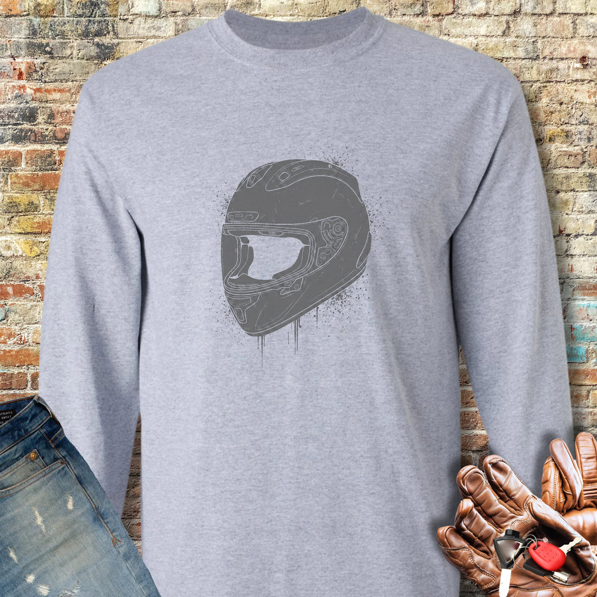 Splash Helmet Long Sleeve T-Shirt - Sport Grey