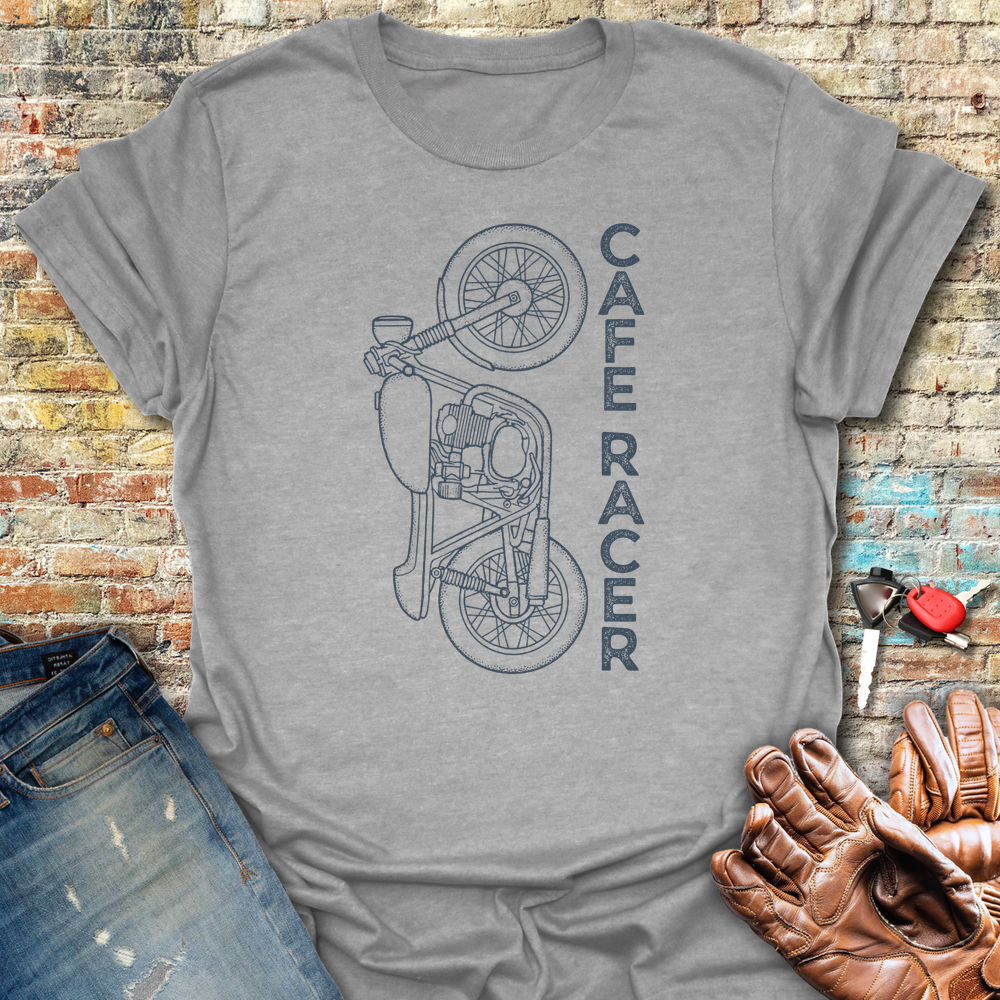 Cafe Racer Vertical T-Shirt - Sport Grey
