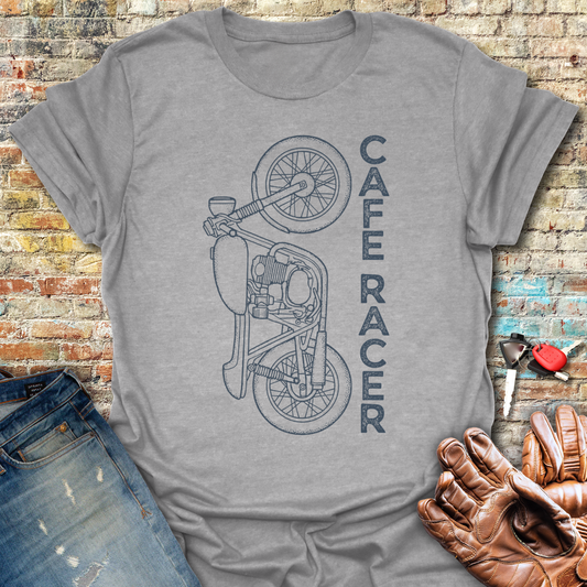 Cafe Racer Vertical T-Shirt - Sport Grey