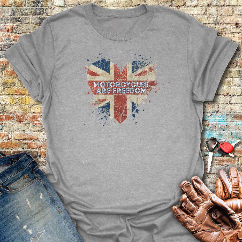 Motorcycles Are Freedom Uk T-Shirt - Sport Grey