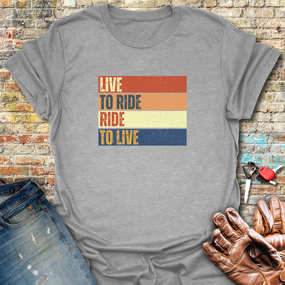 Live To Ride Block T-Shirt - Sport Grey