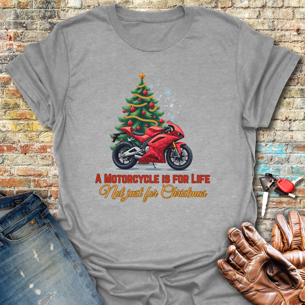 A Motorbike Is For Life Dark Image T-Shirt - Sport Grey