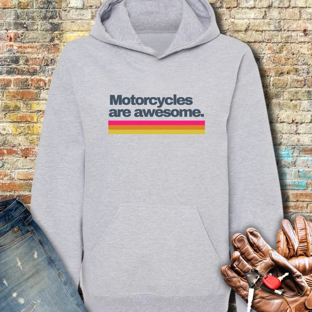 Motorcycles Are Awesome Dark Hoodie - Sport Grey
