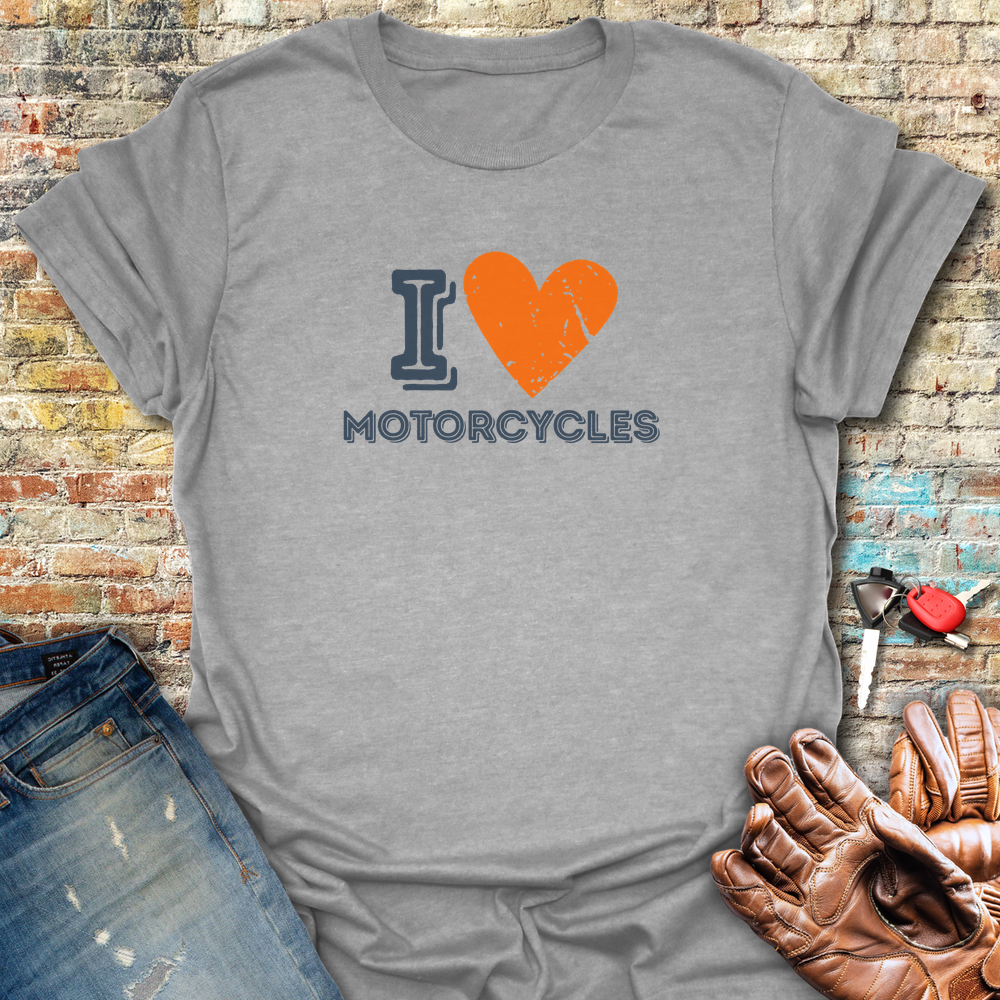 I Heart Motorcycles T-Shirt - Sport Grey