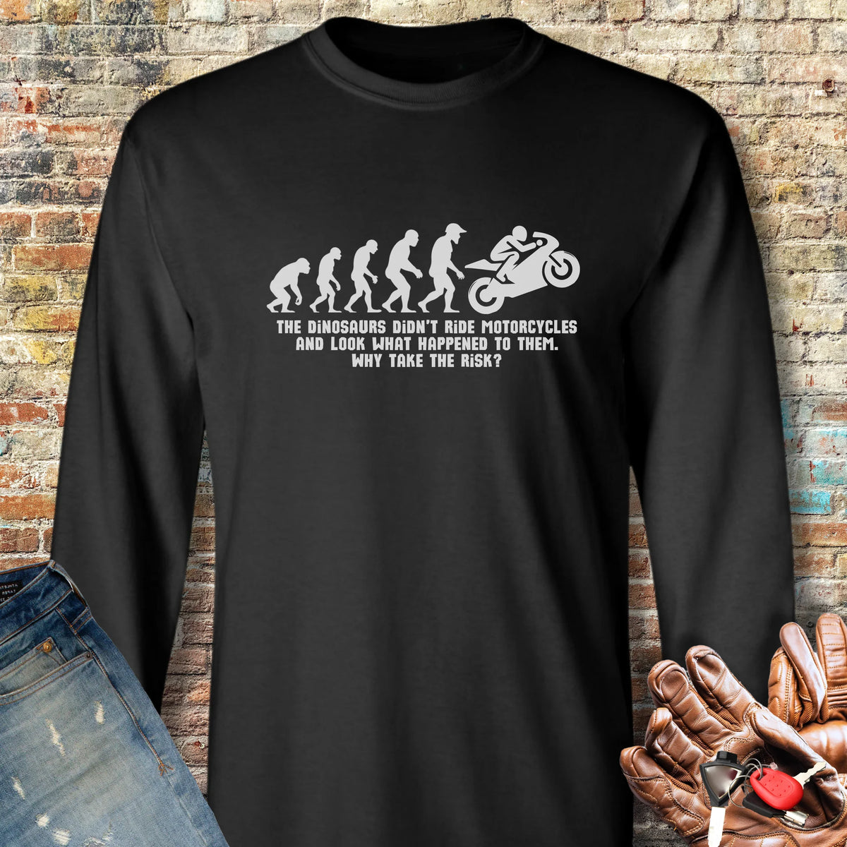 Sports Dinosaurs Long Sleeve T-Shirt - Black