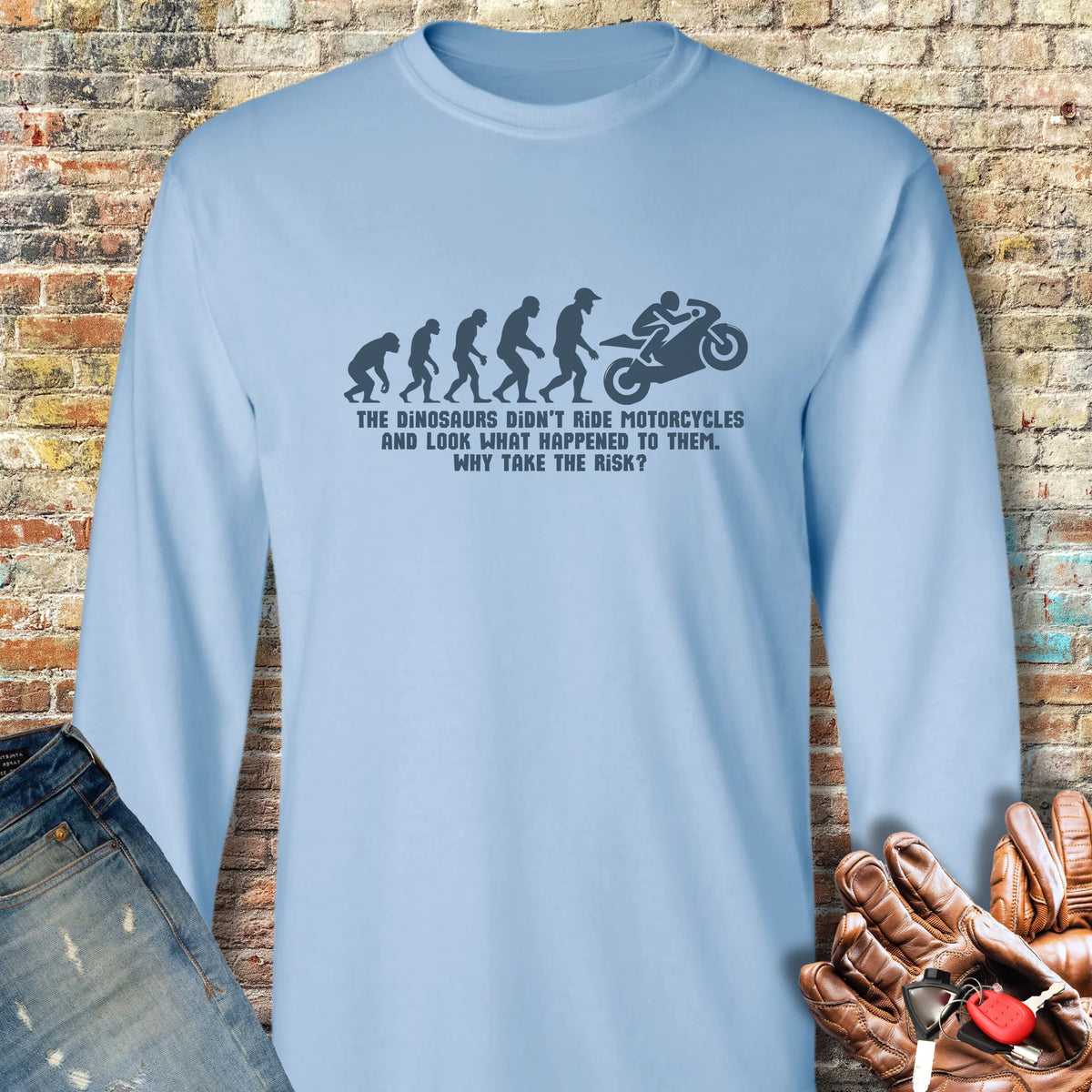 Sports Dinosaurs Long Sleeve T-Shirt - Light Blue
