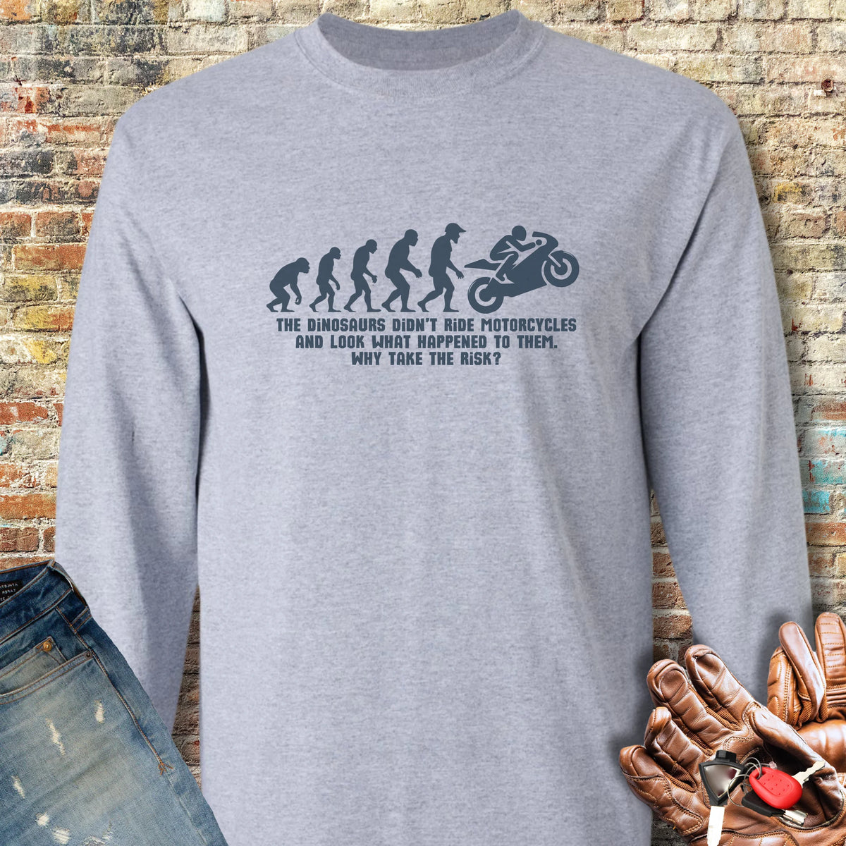 Sports Dinosaurs Long Sleeve T-Shirt - Sport Grey