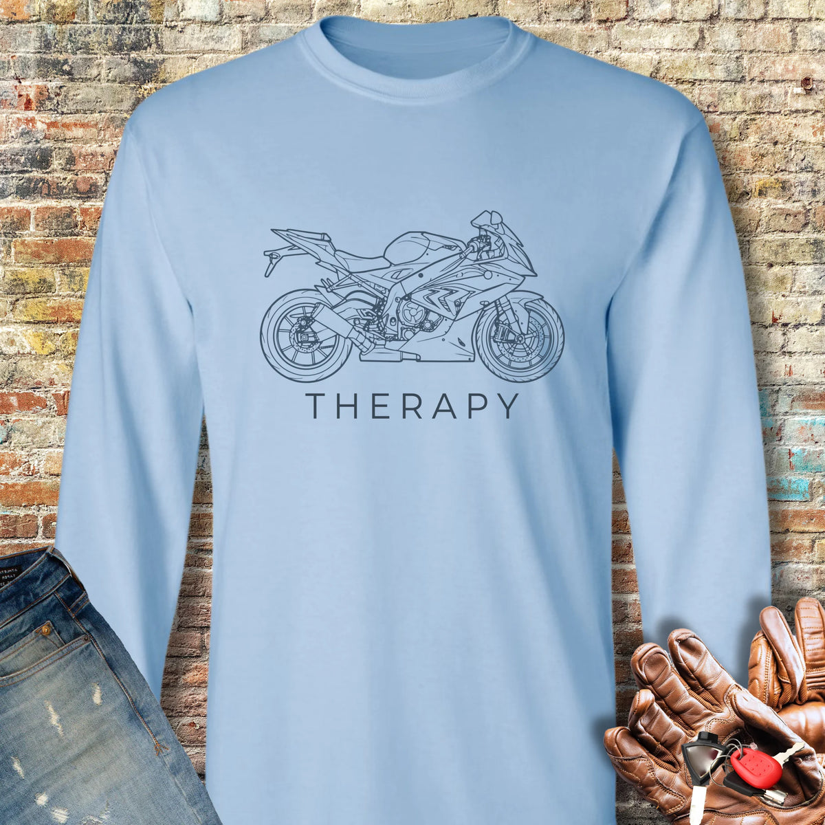 Sportsbike Therapy Long Sleeve T-Shirt - Light Blue