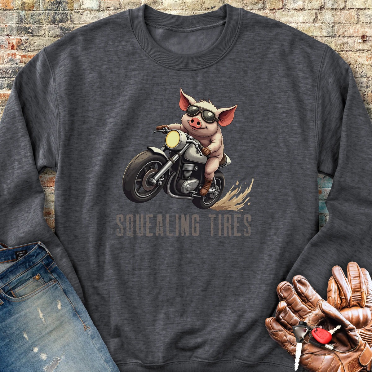 Squealing Tires Sweatshirt - Dark Heather