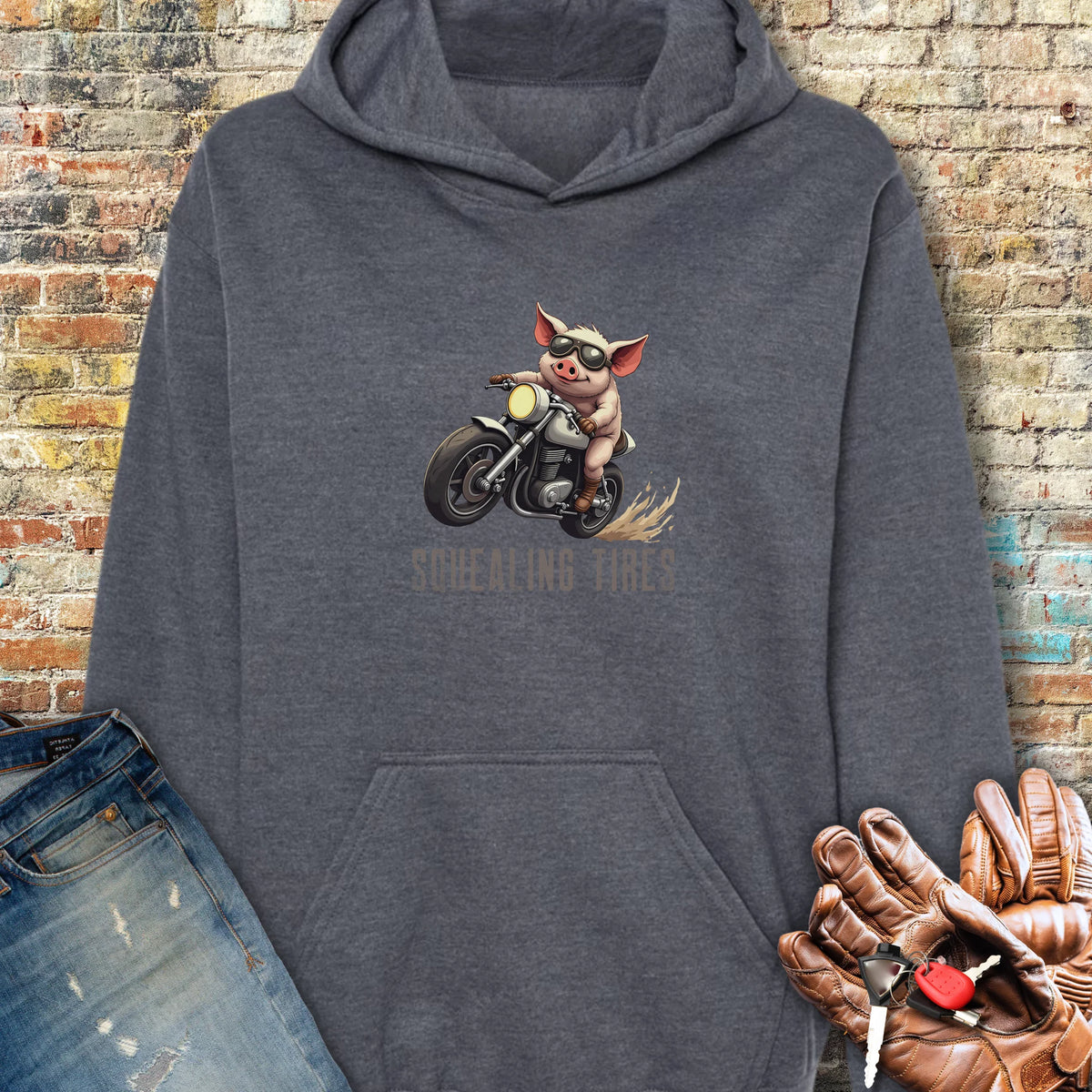 Squealing Tires Hoodie - Dark Heather