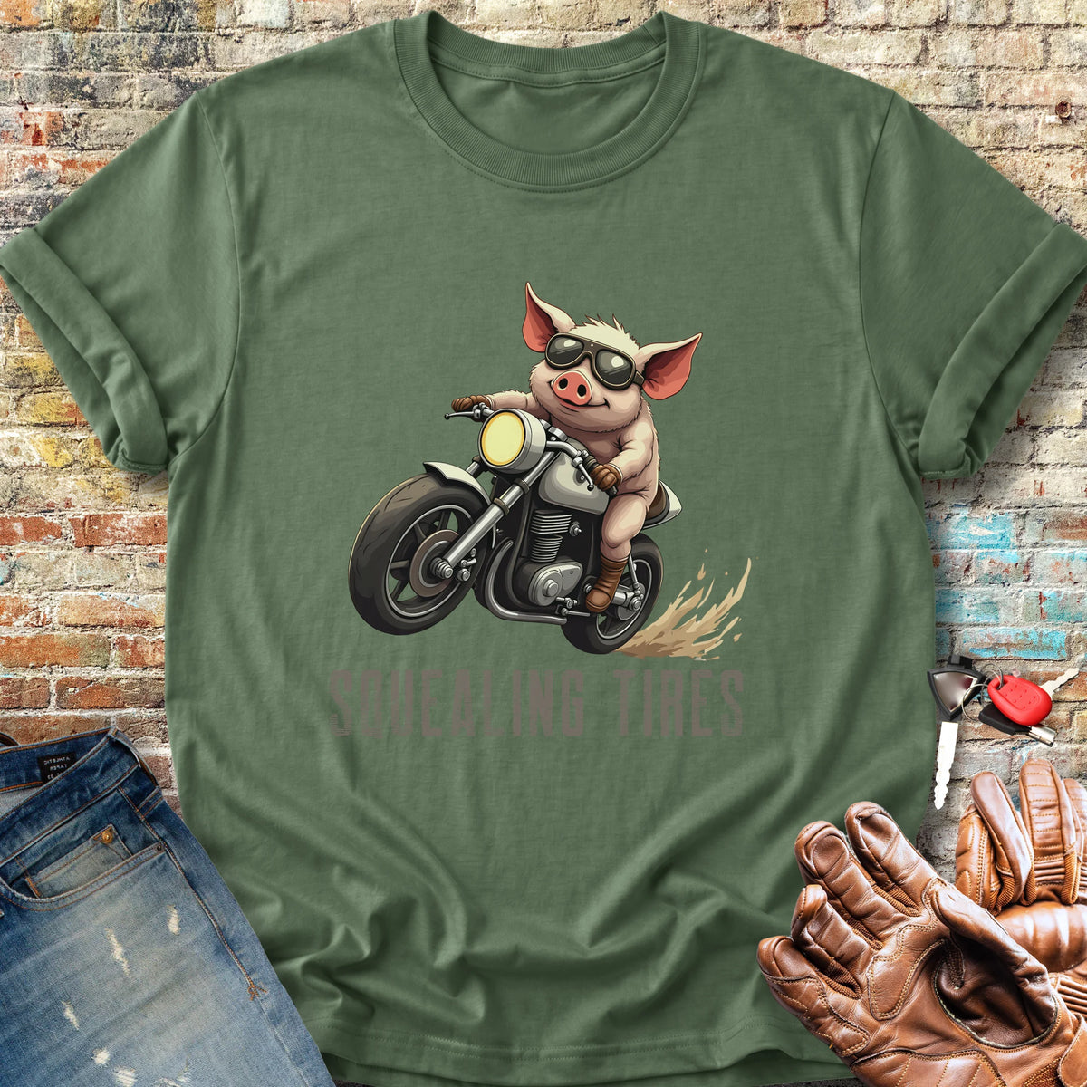 Squealing Tires Classic T-Shirt - Military Green