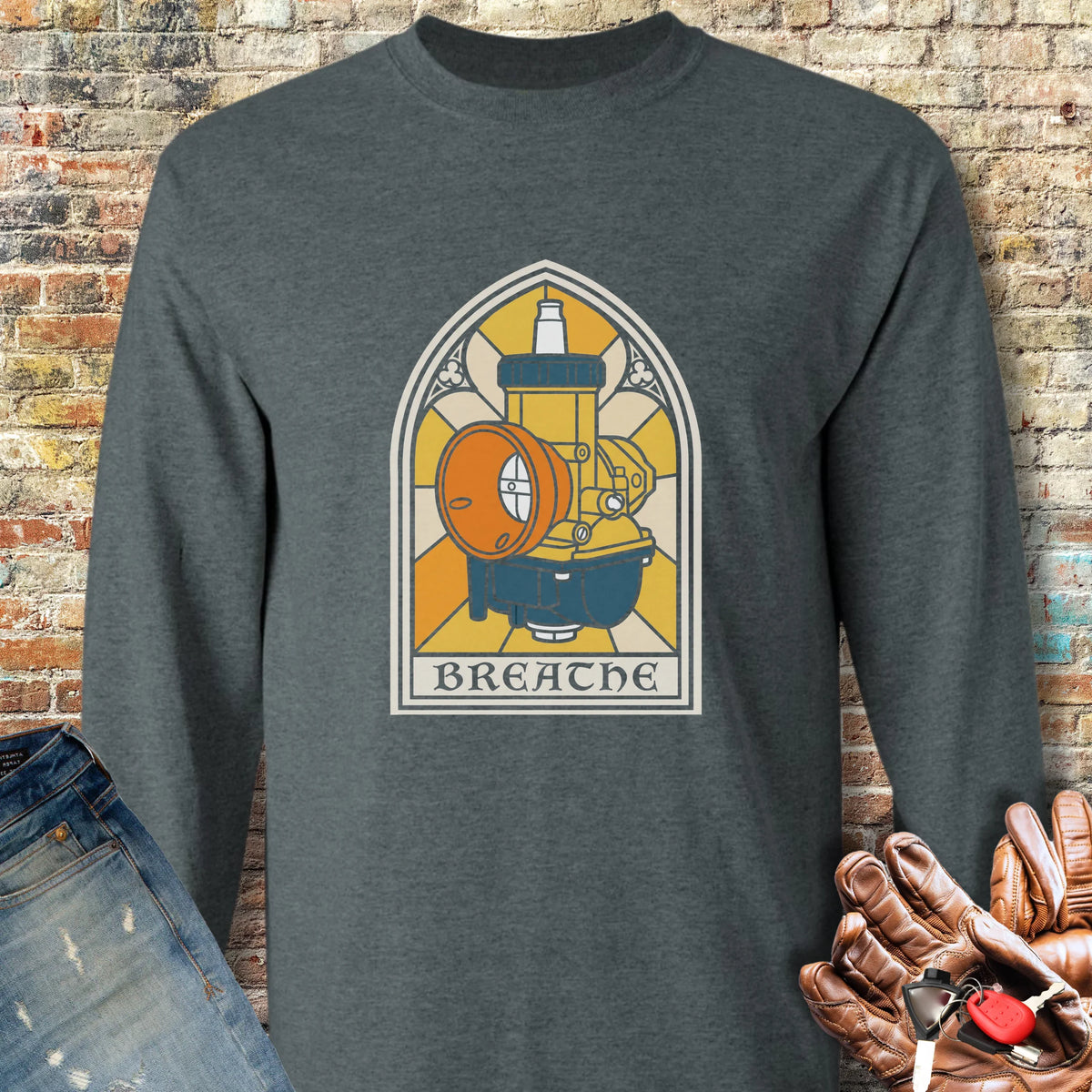 Stained Glass Carb Long Sleeve T-Shirt - Dark Heather
