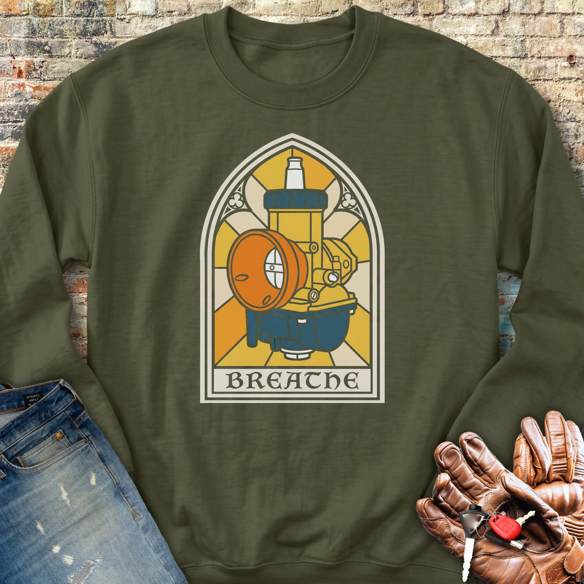 Stained Glass Carb Sweatshirt - Military Green