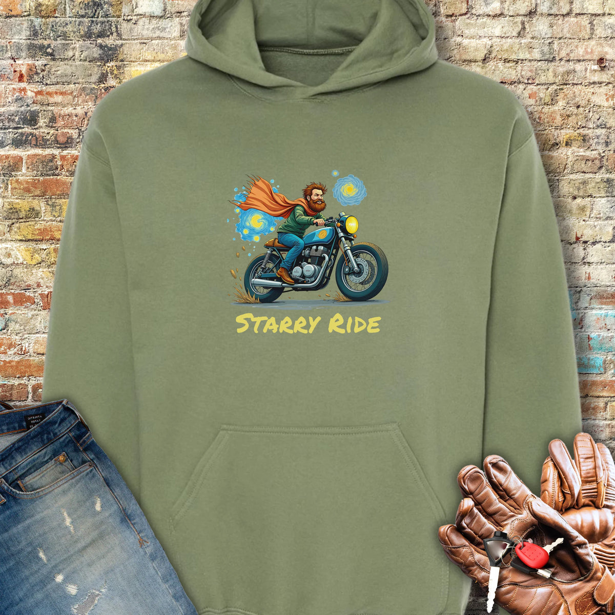 Starry Ride Hoodie - Military Green