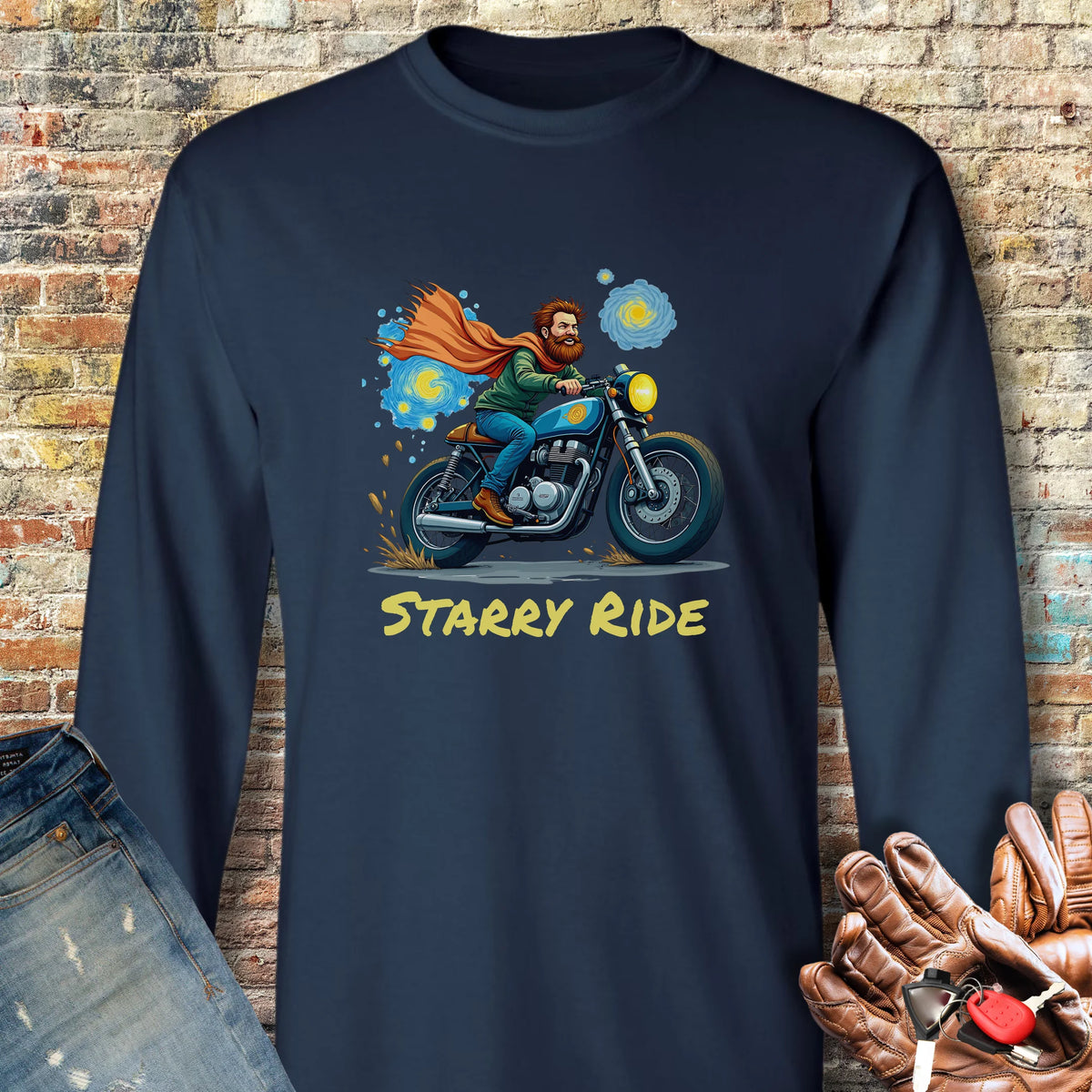 Starry Ride Long Sleeve T-Shirt - Navy