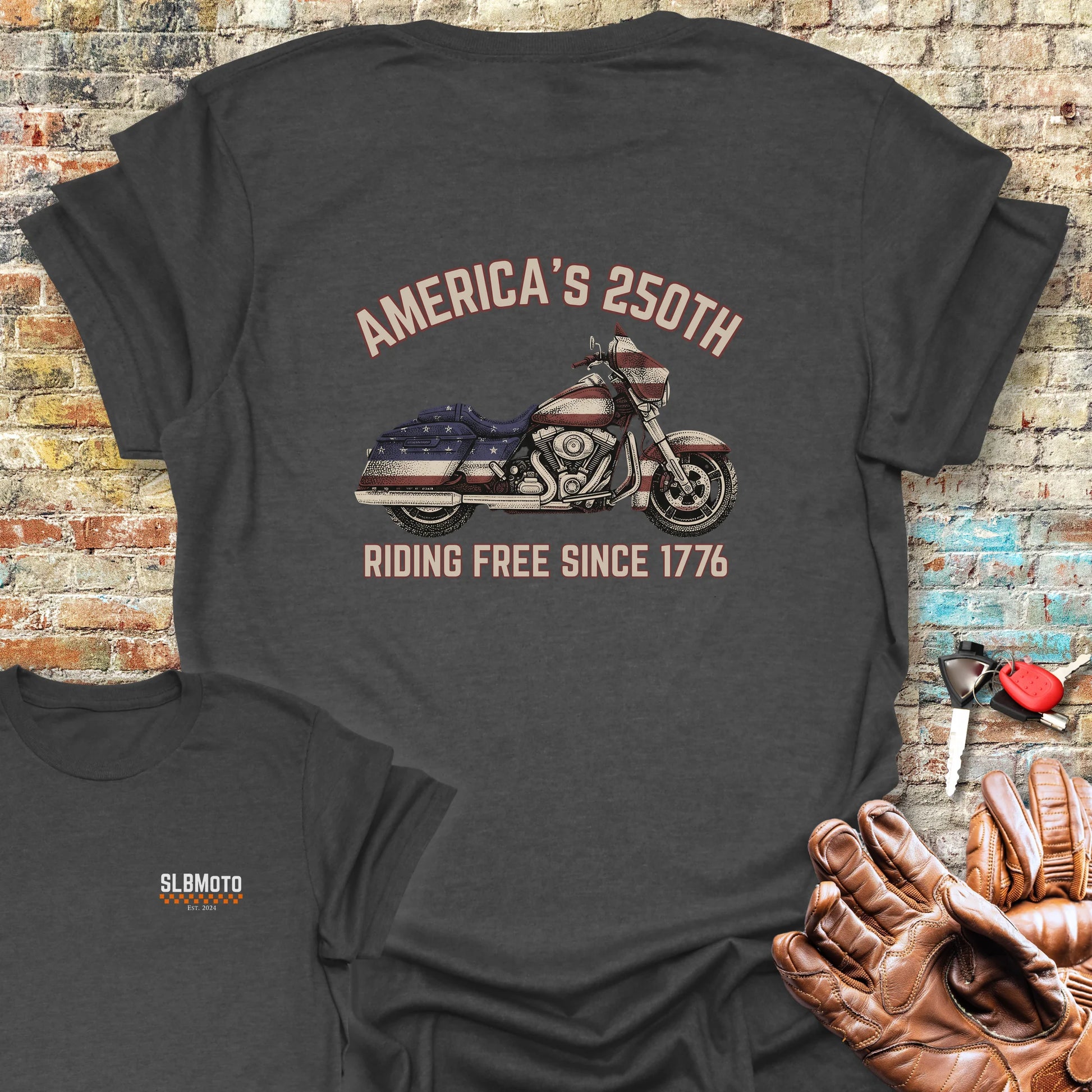 Stars & Stripes 250 Back Print T-Shirt - Dark Heather