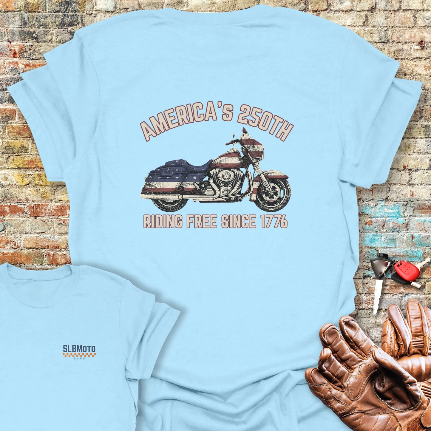 Stars & Stripes 250 Back Print T-Shirt - Light Blue