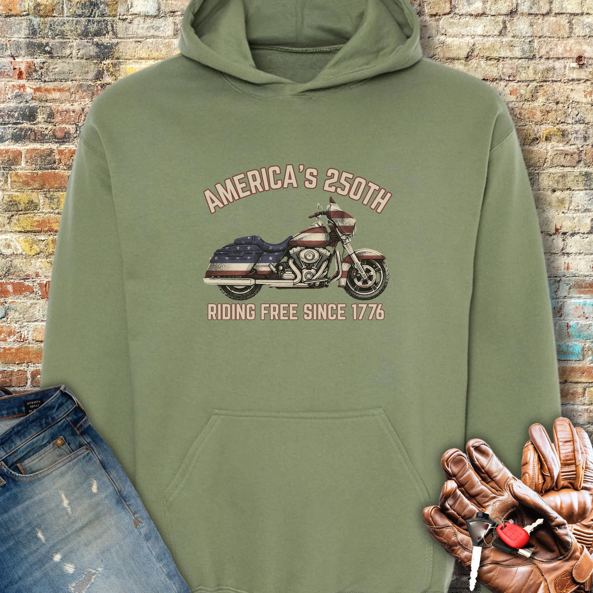 Stars & Stripes 250 Hoodie - Military Green