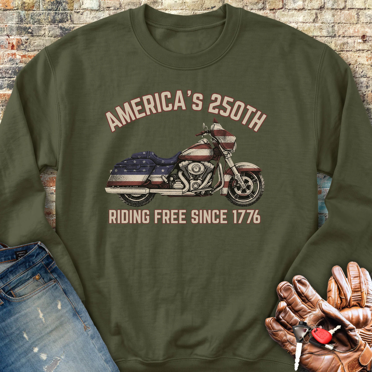 Stars & Stripes 250 Sweatshirt - Military Green